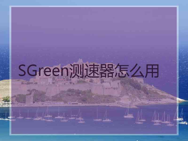 SGreen测速器怎么用