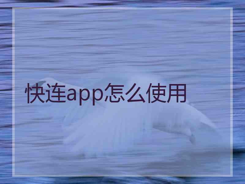 快连app怎么使用