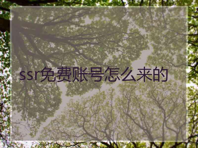 ssr免费账号怎么来的