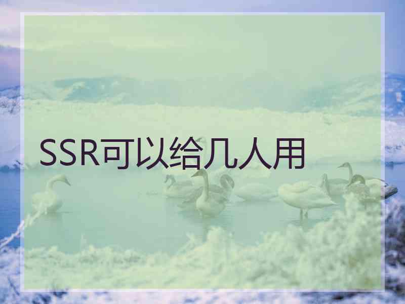 SSR可以给几人用