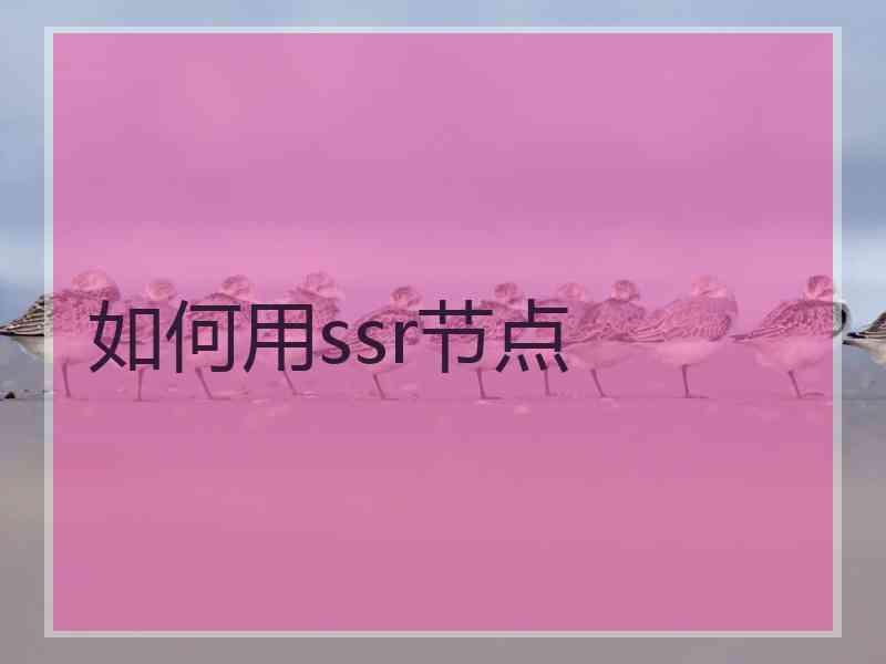 如何用ssr节点