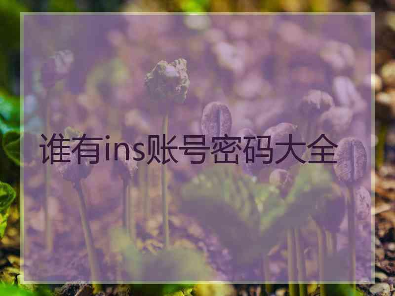 谁有ins账号密码大全