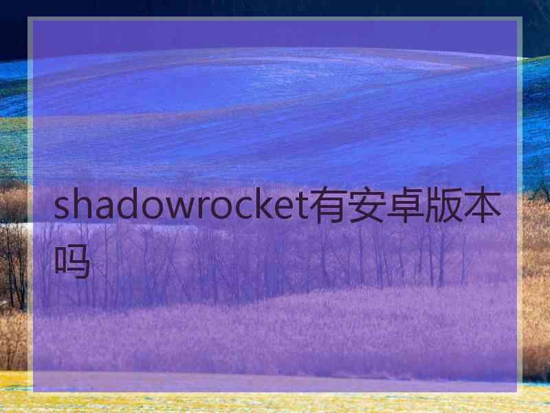 shadowrocket有安卓版本吗